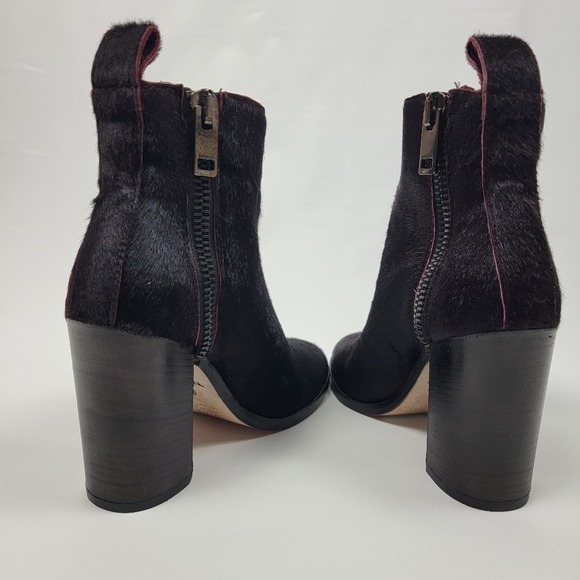 Diesel Women Block Heel Burgundy Cow Leather Zip Up Around Round Toe Ankle Boots - Picture 10 of 12